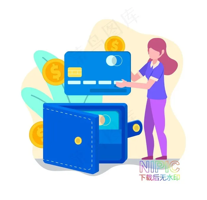 信用卡和钱菜鸟图库片eps,ai矢量模版下载