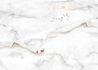 北欧大理石爵士白电视背景墙壁画图片