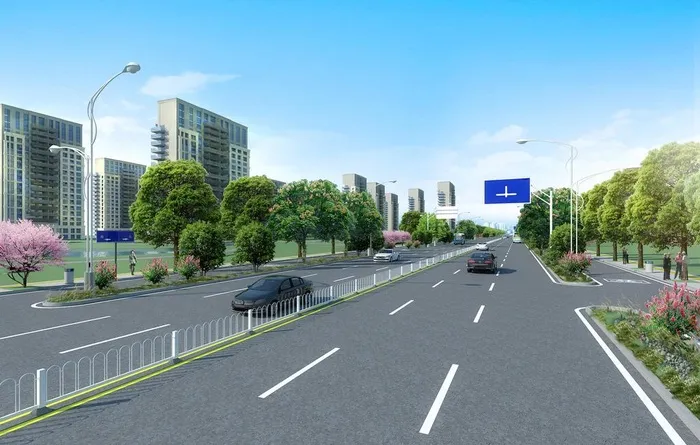 城市道路绿化效果图图片