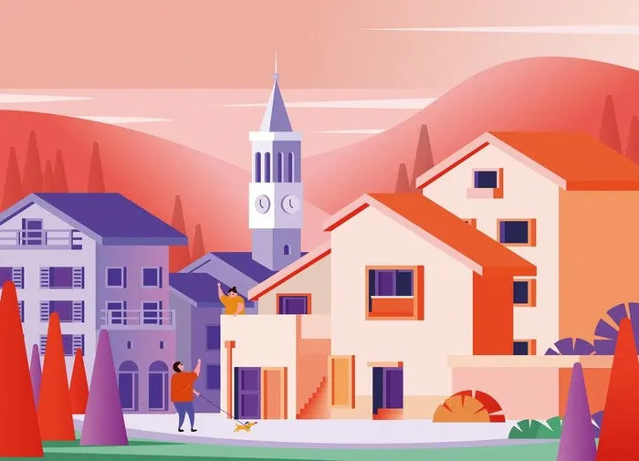 建筑插画图片ai矢量模版下载