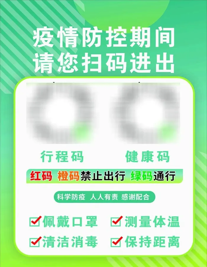 安全出行,请扫码登记,戴口罩,海报,cdr矢量模版下载