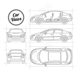 素描汽车矢量图图片