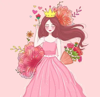 三八卡通形象插画图片