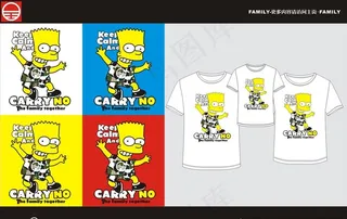 亲子装情侣装印花辛普森矢量图图片