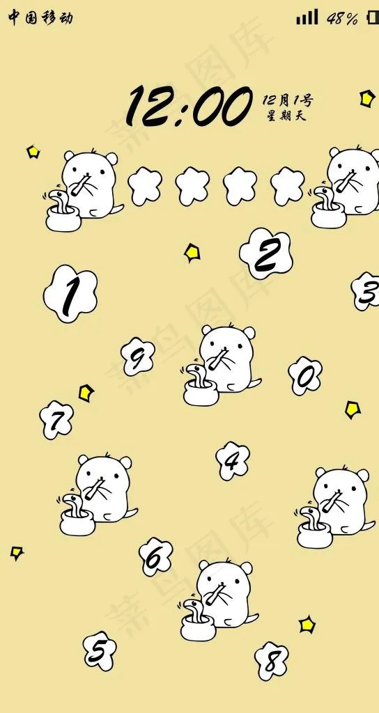 卡通锁屏图片ai矢量模版下载