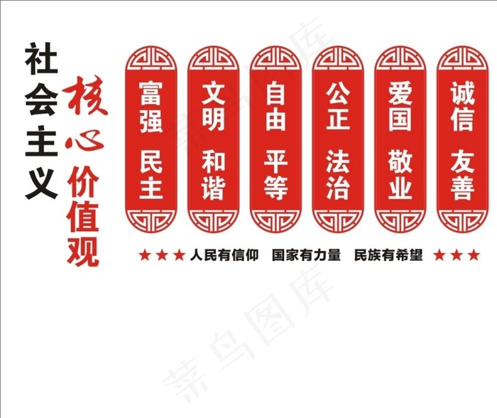 *核心价值观文化墙图片cdr矢量模版下载