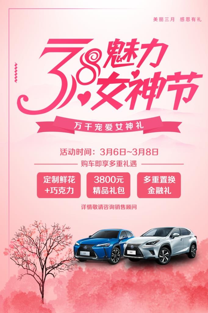 雷克萨斯魅力女神节海报图片(1500x2152)psd模版下载