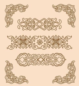 传统螺旋花纹图案线稿矢量素材图片