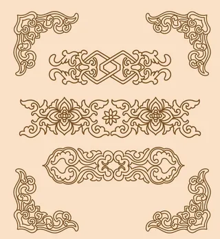 传统螺旋花纹图案线稿矢量素材图片