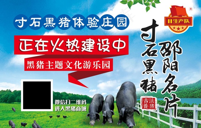 黑猪养殖场建设中海报图片psd模版下载