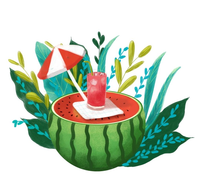 手绘西瓜插画图片