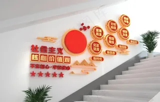 *核心价值观楼梯文化墙图片