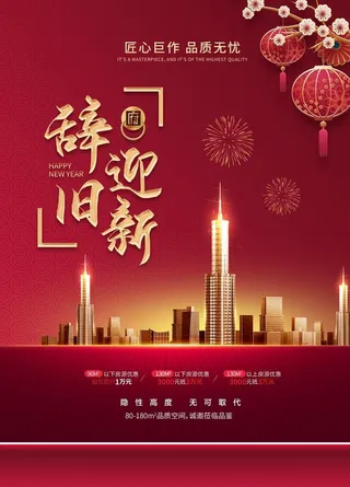 创意春节喜庆房地产营销海报图片