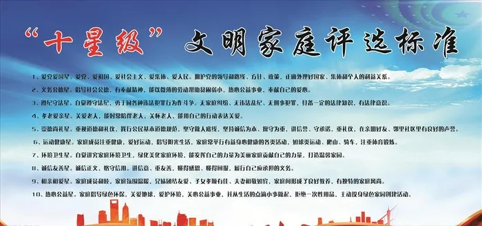 十星级文明家庭评选标准图片cdr矢量模版下载