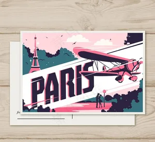 抽象巴黎风景明信片矢量素材图片