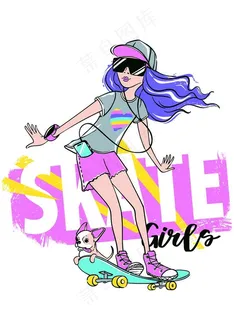 滑板女孩图片