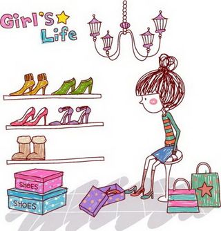 卡通时尚女孩图片