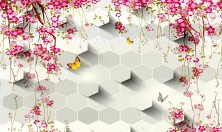 3D花背景墙图片