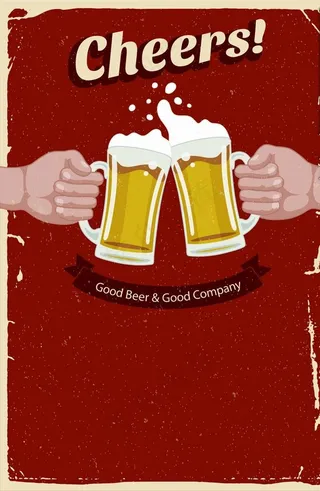 啤酒干杯插画图片
