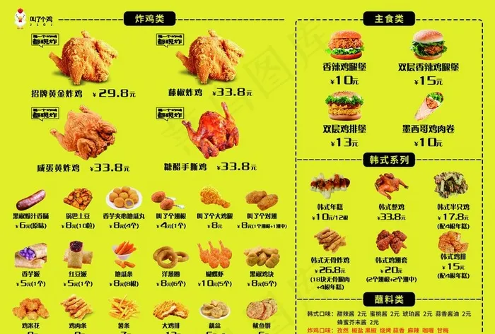 网红炸鸡汉堡菜单 展架图片(4961x3508)