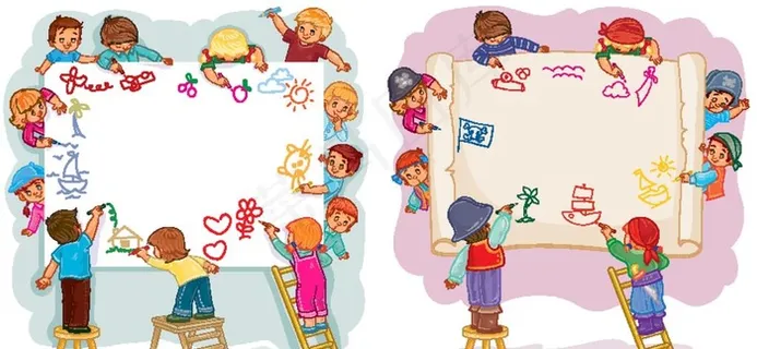 卡通儿童画画图片