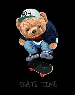 玩滑板的熊图片