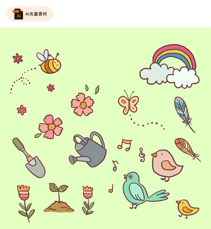 手绘卡通春季可爱图案图片