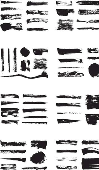 黑色墨迹毛笔笔画干墨矢量图片