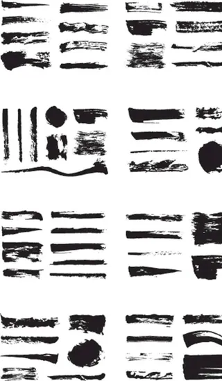 黑色墨迹毛笔笔画干墨矢量图片