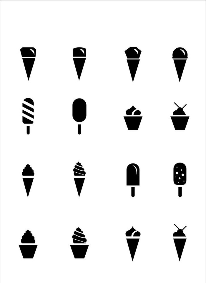 雪糕冰淇淋矢量图标图片