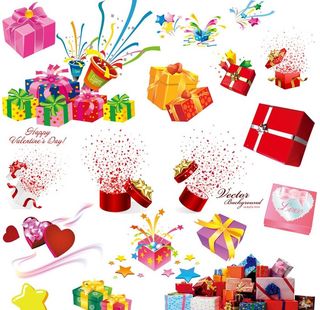 礼物盒子 彩带 素材图片