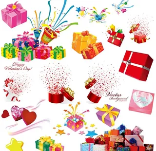 礼物盒子 彩带 素材图片