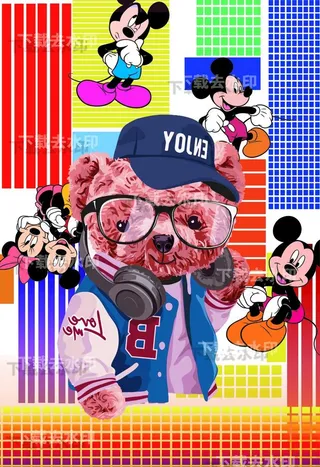 熊 几何 条纹 大牌 印花图片