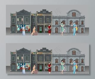 复古街道 民国建筑图片