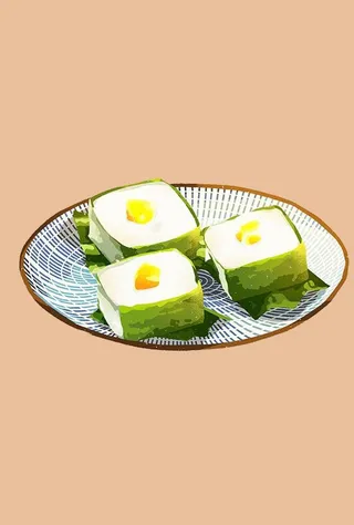 抹茶芒果甜品下午茶手绘插画海报图片