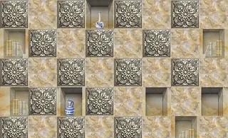 3D大理石方格背景墙图片