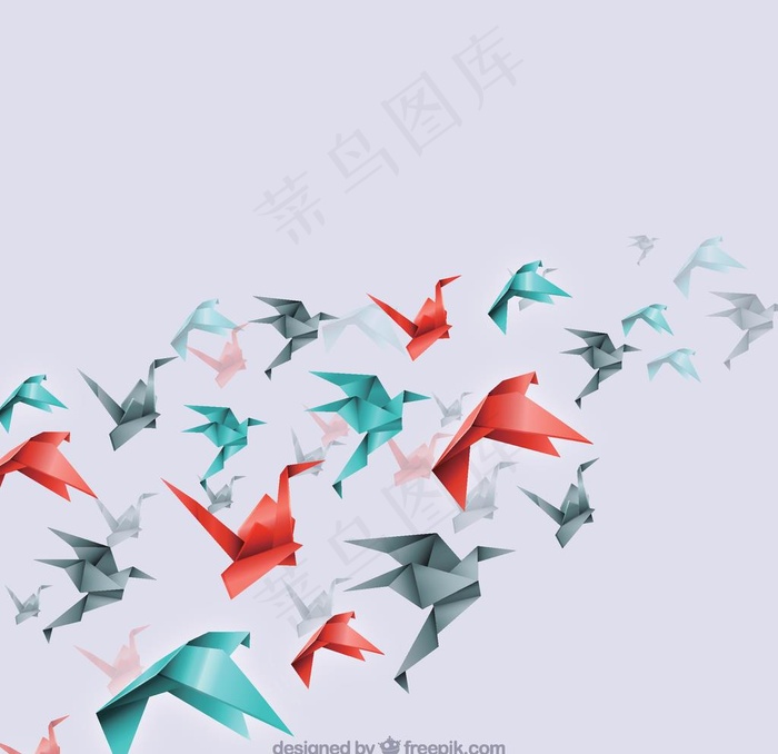 飞翔的缤纷千纸鹤图片