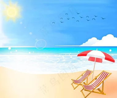 插画海滩图片