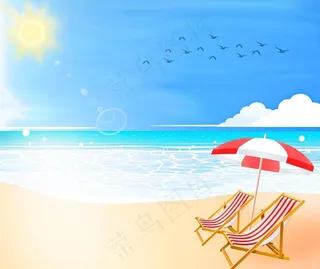 插画海滩图片
