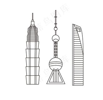 上海地标手绘图片
