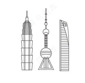 上海地标手绘图片 上海地标手绘图片