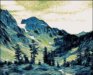 高山风景抽象画图片