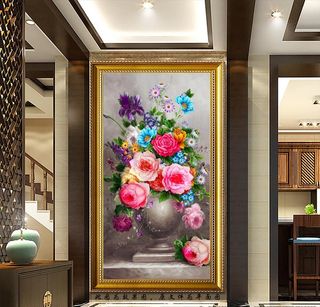 欧式油画花瓶玄关画图片