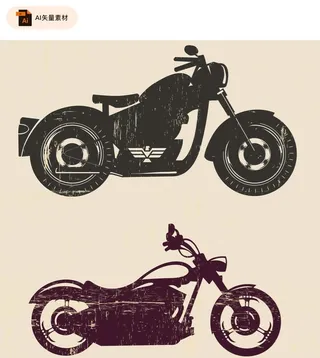 复古作旧摩托车标志矢量素材图片
