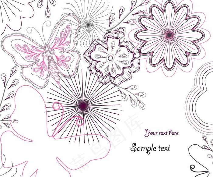 蝴蝶 线条花纹图片