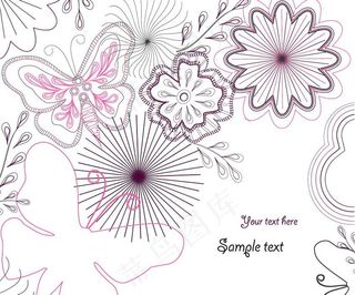 蝴蝶 线条花纹图片