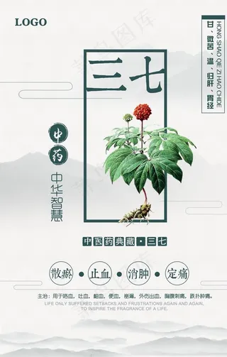 中国风三七中药文化宣传海报图片
