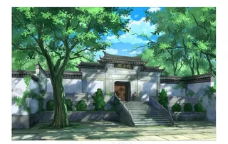 PSD手绘动漫原画风景图图片