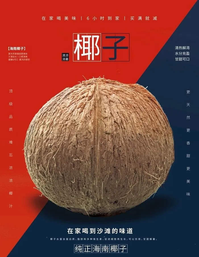 椰子宣传促销海报图片(3543x4724)psd模版下载