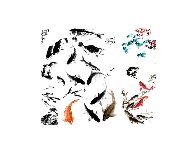 水墨鱼图片(5906x4961)psd模版下载